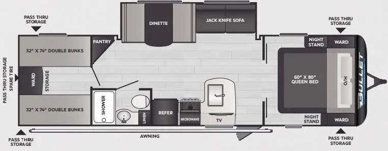 Keystone Bullet Classic 2840QBWE floor plan