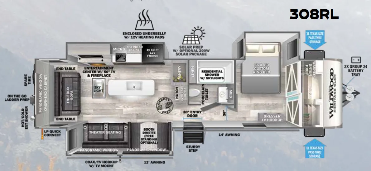 Forest River Wildwood Heritage Glen 308RL floor plan