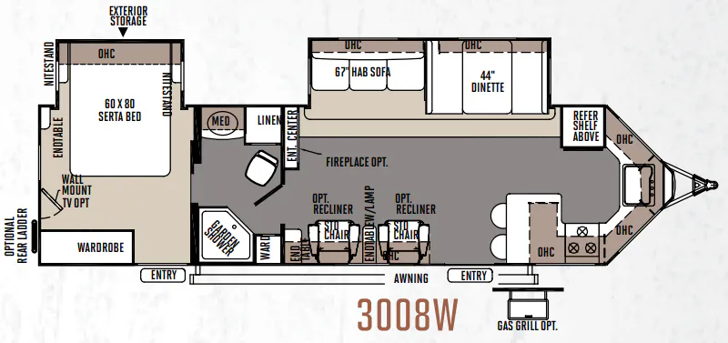 Forest River Rockwood Windjammer 3008W floor plan