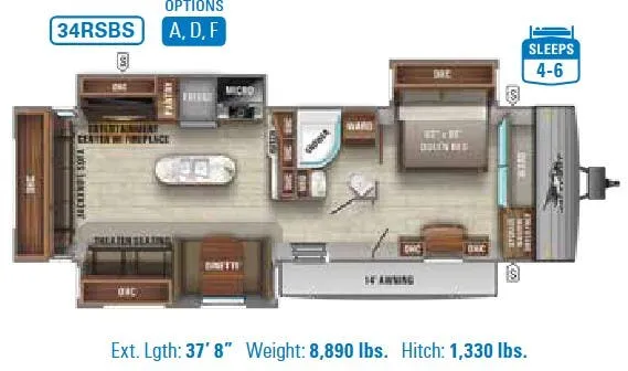 2021 Jayco Jay Flight 34RSBS - Floor plan
