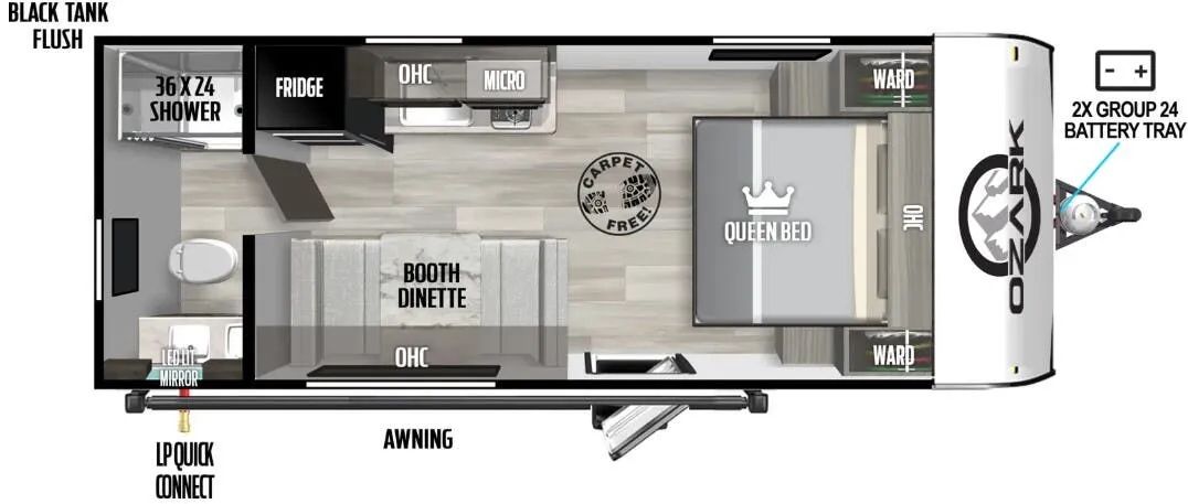 Forest River Ozark 1660FQ floor plan