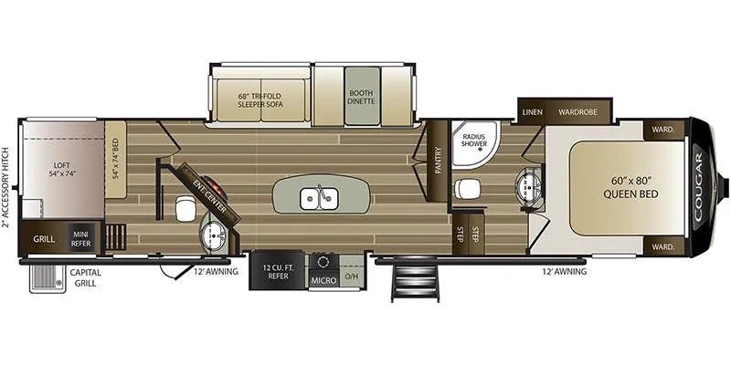 2021 Keystone Cougar 364BHL - Floor plan