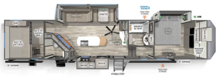 Forest River Sandpiper 3550BH floor plan