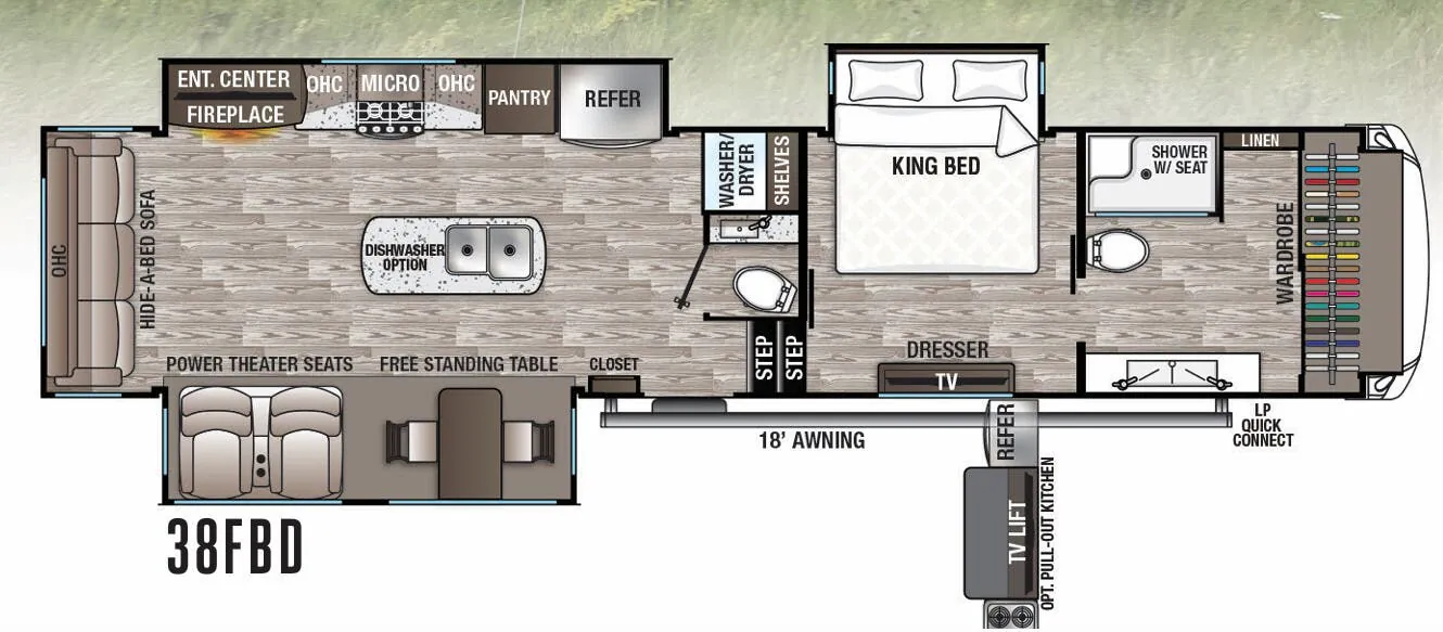 Forest River Cedar Creek Hathaway Edition 38FBD floor plan