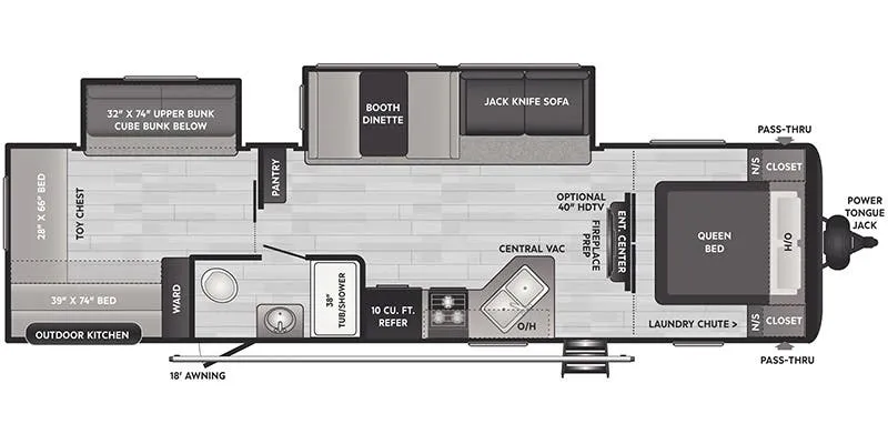 2022 Keystone Hideout 318BR - Floor plan