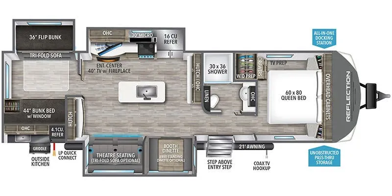 2024 Grand Design Reflection 312BHTS - Floor plan