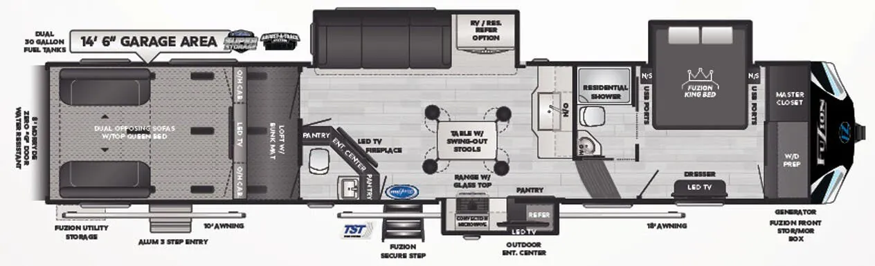 Keystone Fuzion 427 floor plan