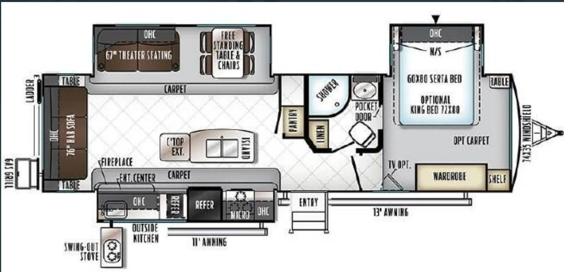 2018 Forest River ROCKWOOD SIGNATURE 8328BS - Floor plan