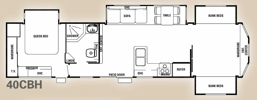 Forest River Cedar Creek Cottage 40CBH floor plan