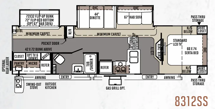 Forest River Rockwood Signature Ultra Lite 8312SS floor plan