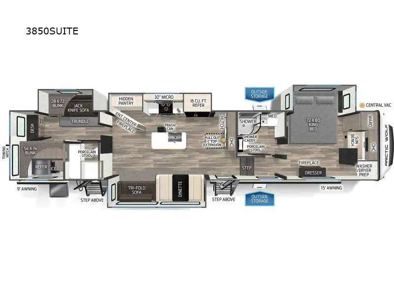 2025 Forest River Cherokee Arctic Wolf Suite 3850 SUITE - Floor plan