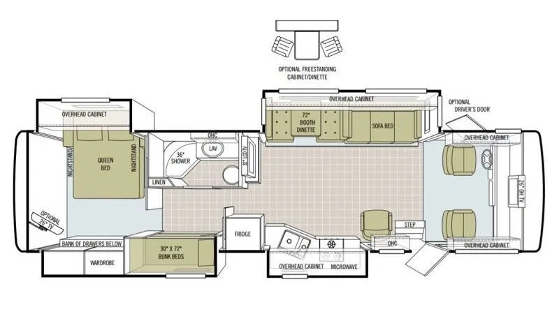 2009 Tiffin Open Road Allegro 35QBA floor plan