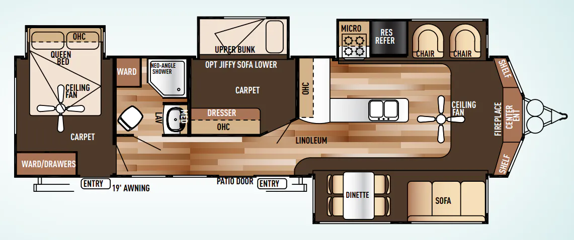 Forest River Wildwood Lodge 385FLBH floor plan