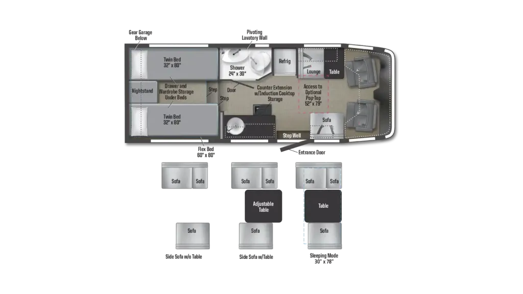 2027 Winnebago EKKO 23B floor plan