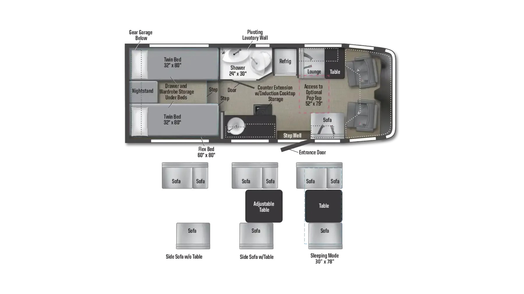 2027 Winnebago EKKO 23B - Floor plan