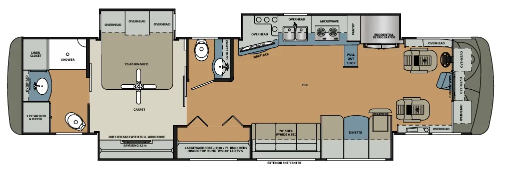 Forest River Berkshire XL 40C floor plan