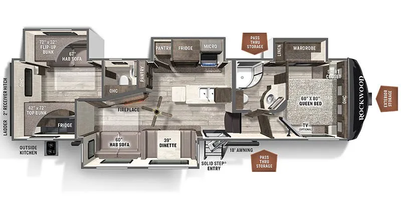 Forest River Rockwood Ultra Lite 2892RB floor plan