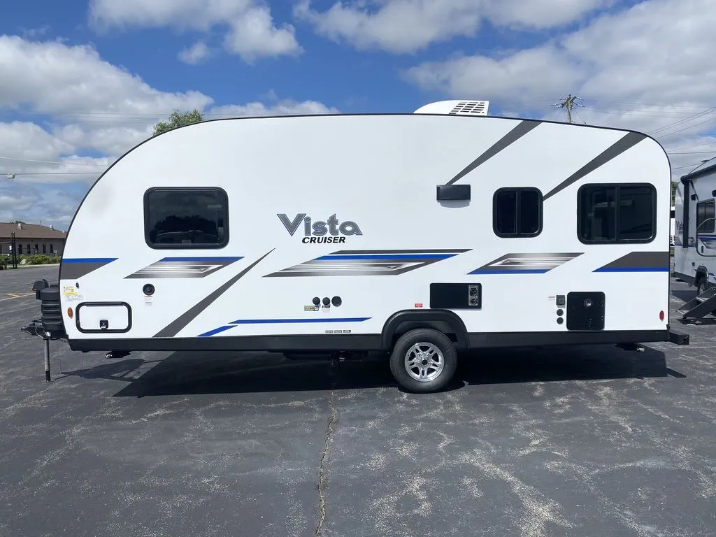 2026 Gulf Stream Vista Cruiser 19ERD — Full side-profile photograph of the physical travel trailer and its exterior-installed features
