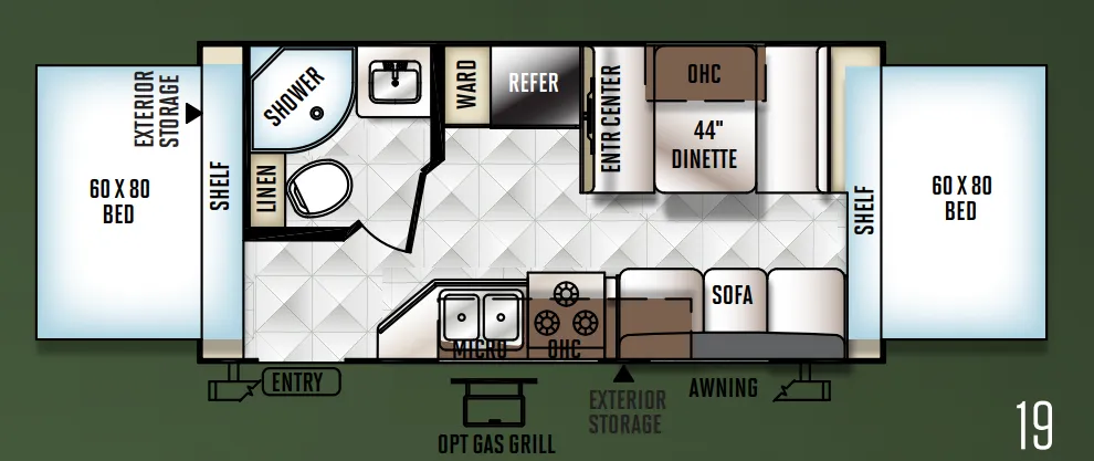 Forest River Rockwood Roo 19 floor plan