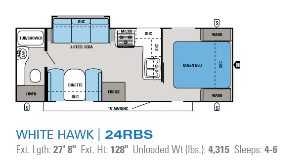 Jayco White Hawk 24RBS floor plan