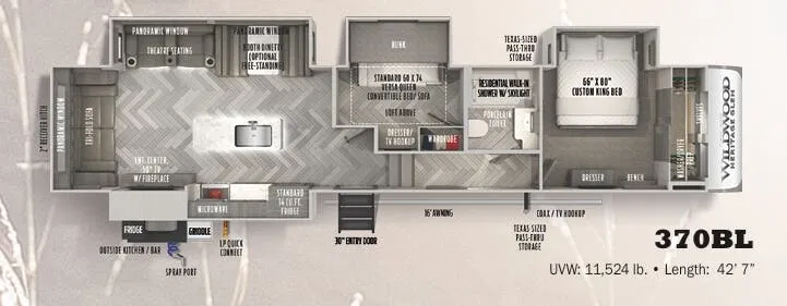 Forest River Wildwood Heritage Glen 370BL floor plan