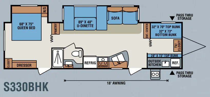 K-Z Sportsmen S330BHK floor plan