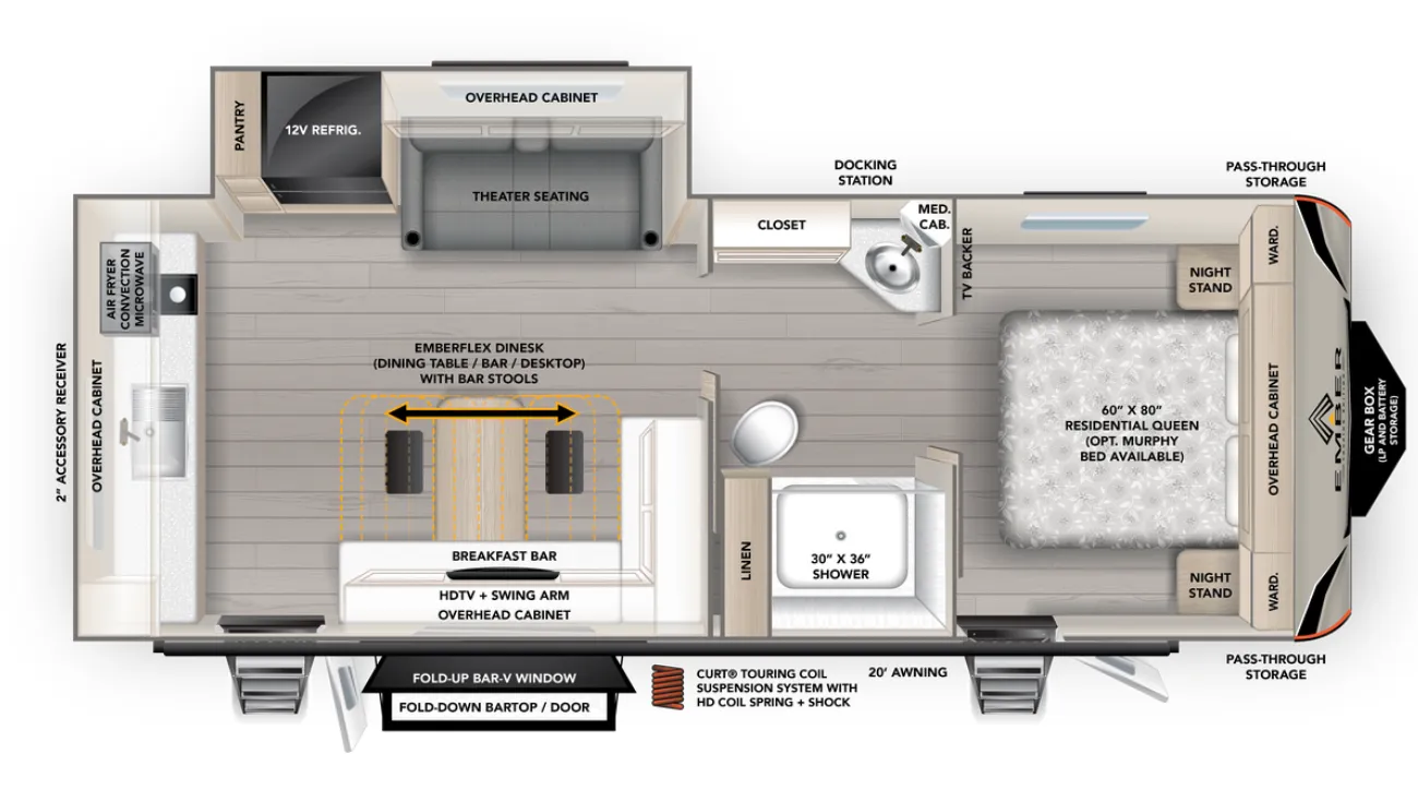 2027 EMBER RV EMBER TOURING EDITION 2400RKL - Floor plan