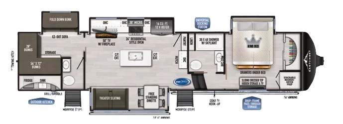 East to West Ahara 378BH-OK floor plan
