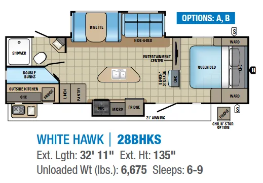 Jayco White Hawk 28BHKS floor plan