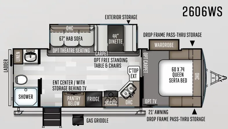 Forest River Rockwood Ultra Lite 2606WS floor plan