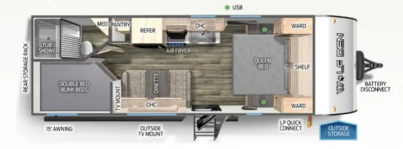 Forest River Cherokee Wolf Den 22MKSE floor plan