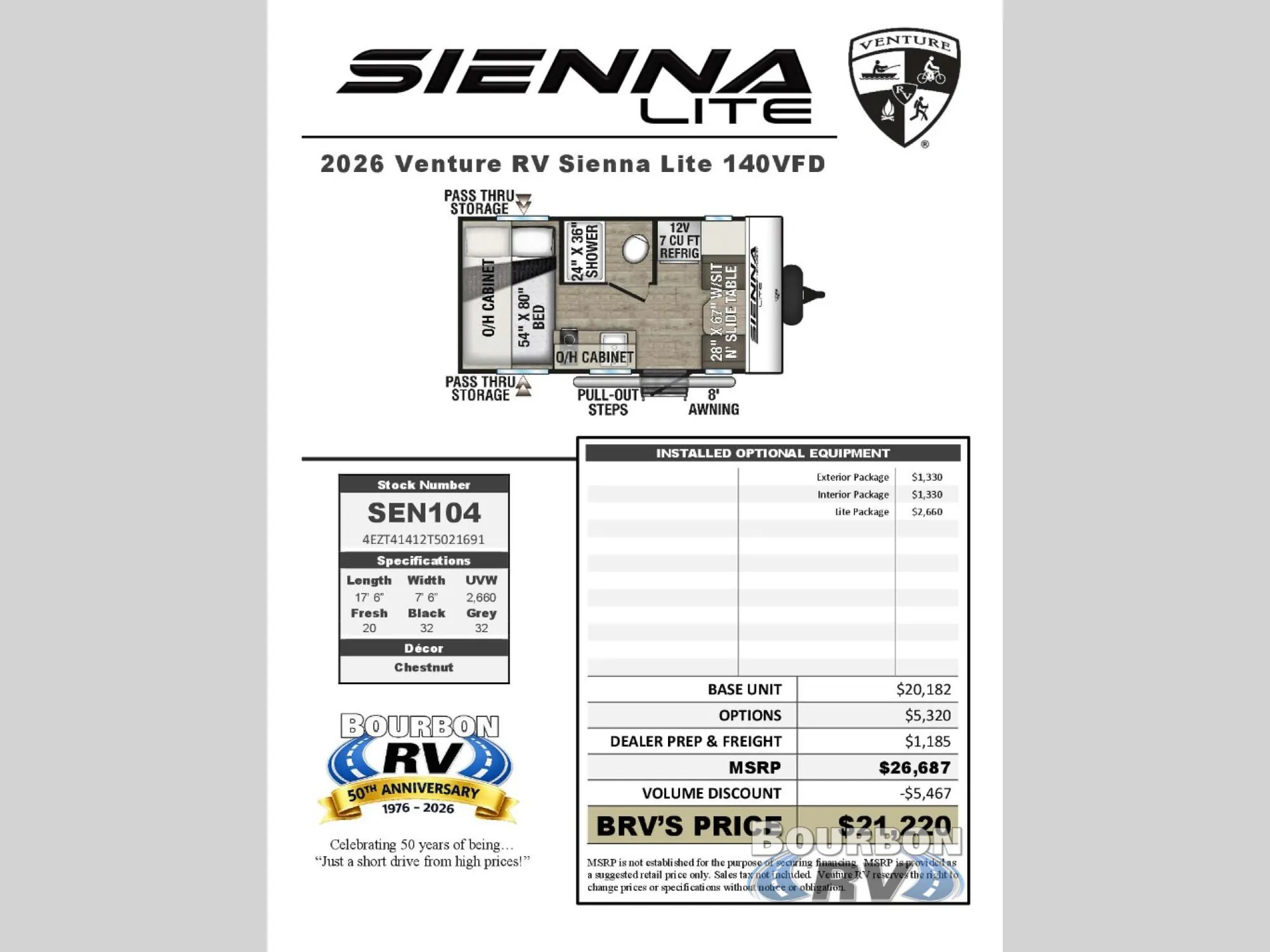 2026 Venture RV Sienna Lite SA140VFD - Photo 3