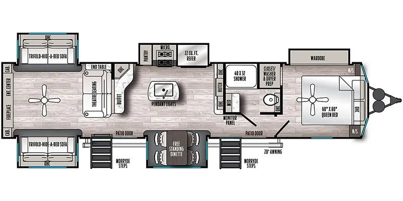 2023 Forest River Sandpiper Destination 403RD floor plan