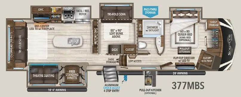 Grand Design Solitude 377MBS floor plan
