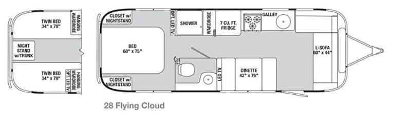 Airstream Flying Cloud 28 floor plan
