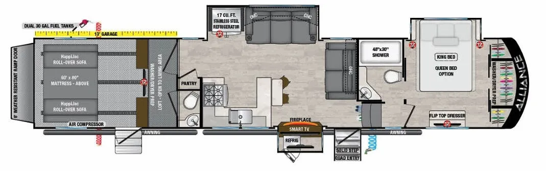 Alliance RV Valor 40V13 floor plan