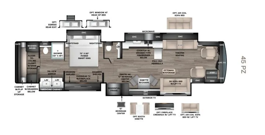 2027 Tiffin Zephyr 45 PZ - Floor plan