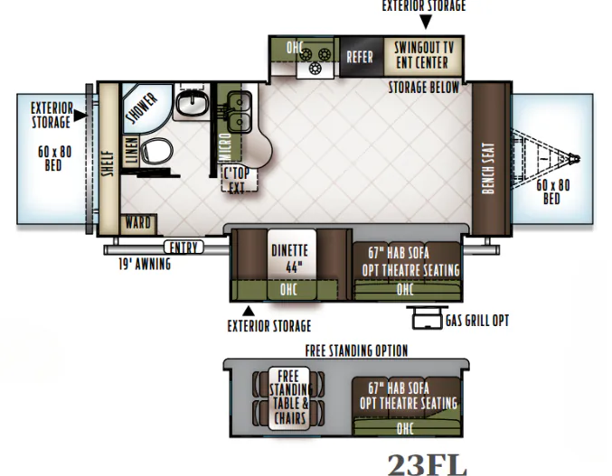 Forest River Flagstaff Shamrock 23FL floor plan