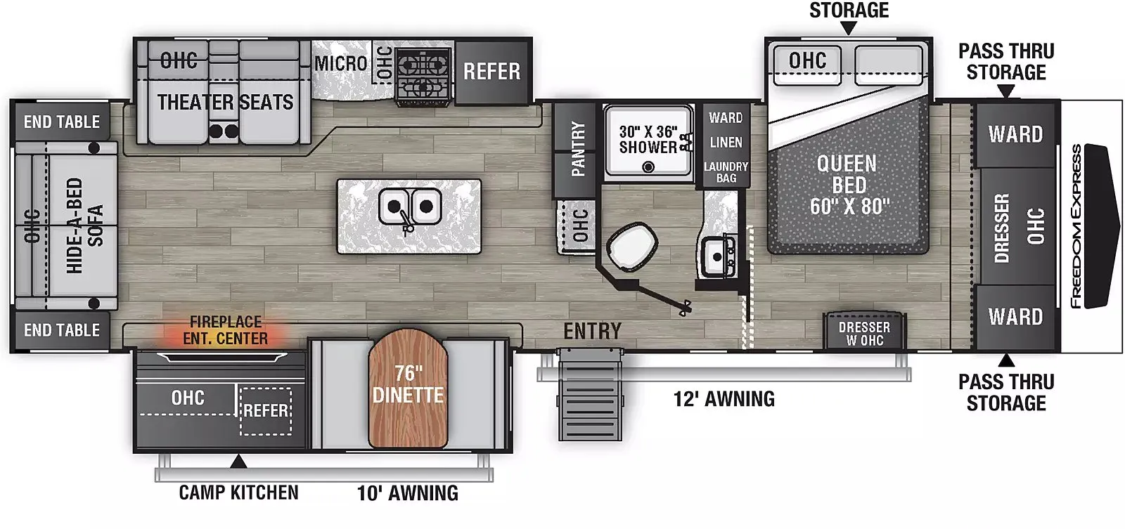2021 Coachmen Freedom Express 324RLDSLE - Floor plan