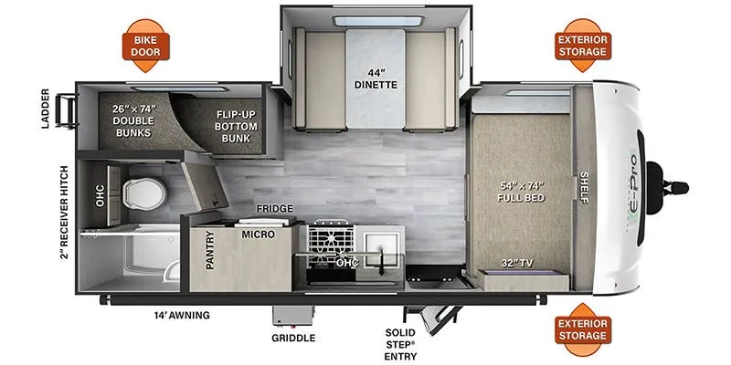 Forest River Flagstaff E-Pro E20BHS floor plan
