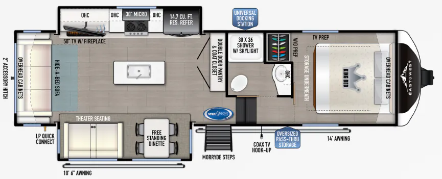 2021 East to West Tandara 285RL - Floor plan