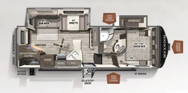 Forest River Rockwood Ultra Lite 2621WS floor plan