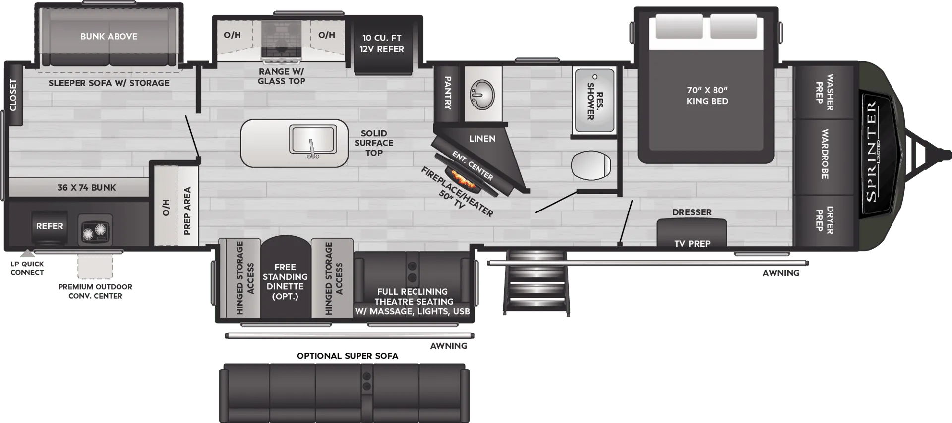 Keystone Sprinter Limited 372BHS floor plan