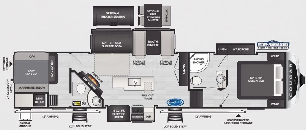Keystone Cougar 364BHL floor plan