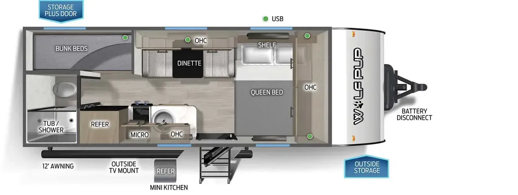 2026 Forest River Cherokee Wolf Pup 16BHSW floor plan