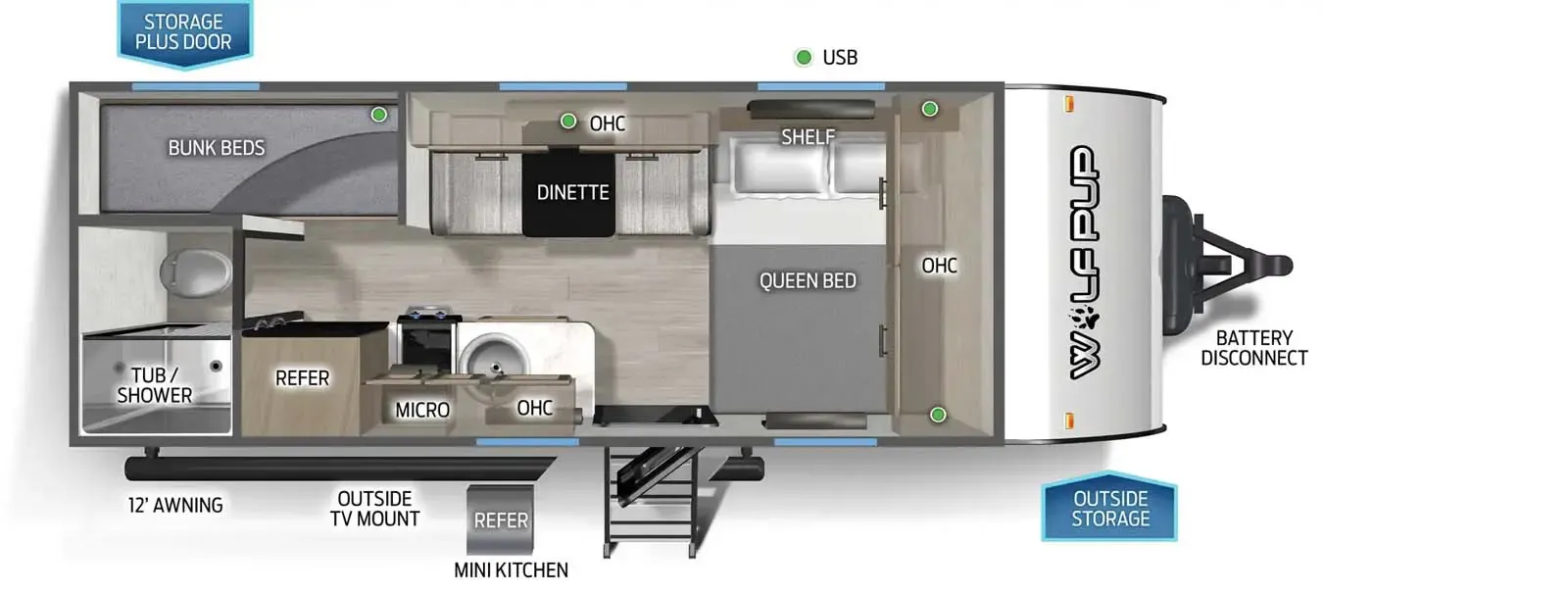2026 Forest River Cherokee Wolf Pup 16BHSW - Floor plan