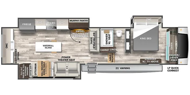 2024 Forest River Cedar Creek 391WOW floor plan