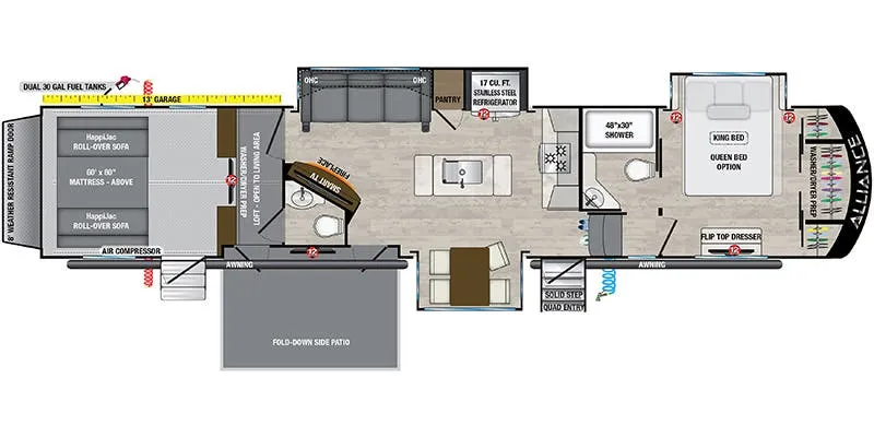 2023 Alliance RV Valor 42V13 floor plan