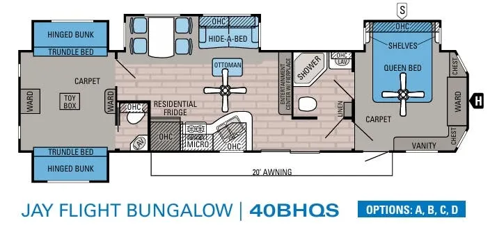 Jayco Jay Flight Bungalow 40BHQS floor plan