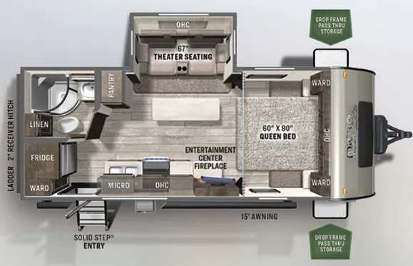2022 Forest River Flagstaff Micro Lite 22FBS - Floor plan